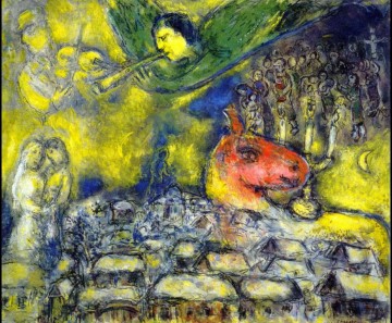 Ángel sobre Vitebsk contemporáneo Marc Chagall Pinturas al óleo